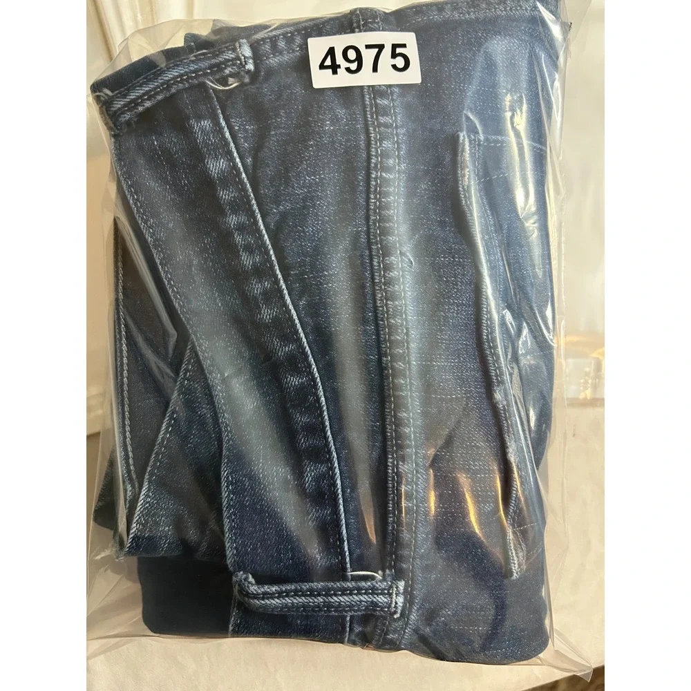 Banana Republic Vintage Straight Jeans Mens 36x32 Dark Blue Distressed Whiskered